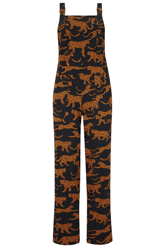 Sugarhill Brighton Beau Dungarees Black/Tan Large Leopards