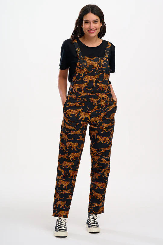 Sugarhill Brighton Beau Dungarees Black/Tan Large Leopards