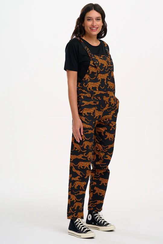 Sugarhill Brighton Beau Dungarees Black/Tan Large Leopards