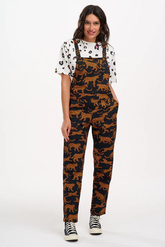 Sugarhill Brighton Beau Dungarees Black/Tan Large Leopards