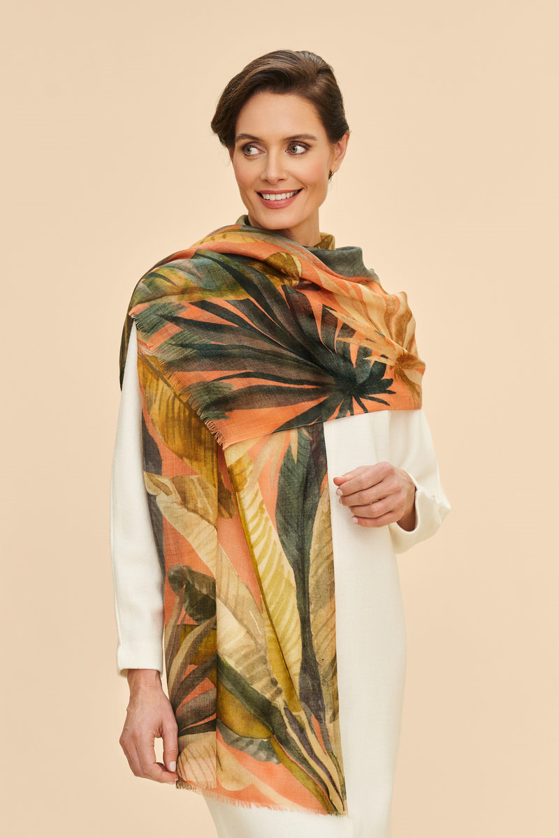 Powder Wool Wrap Painted Palms Scarf Powder accessories womens shawl