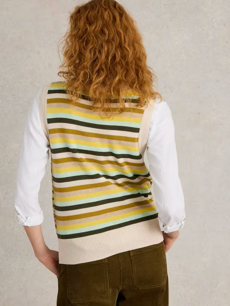 White Stuff Fairisle Stripe Tank Chartreuse