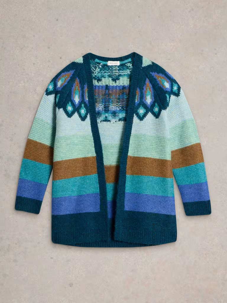 White Stuff New York Fairisle Cardi Teal