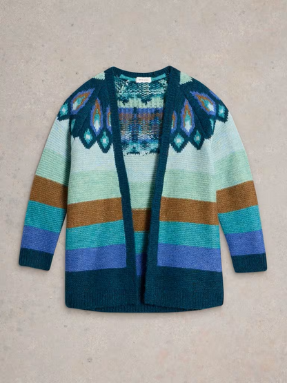 White Stuff New York Fairisle Cardi Teal