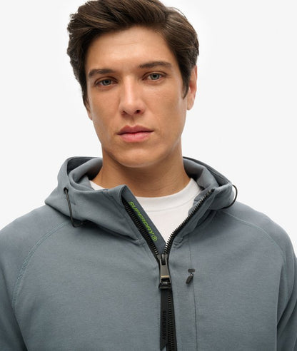 Superdry Tech Logo Loose Zip Hoodie Stormy Weather Blue
