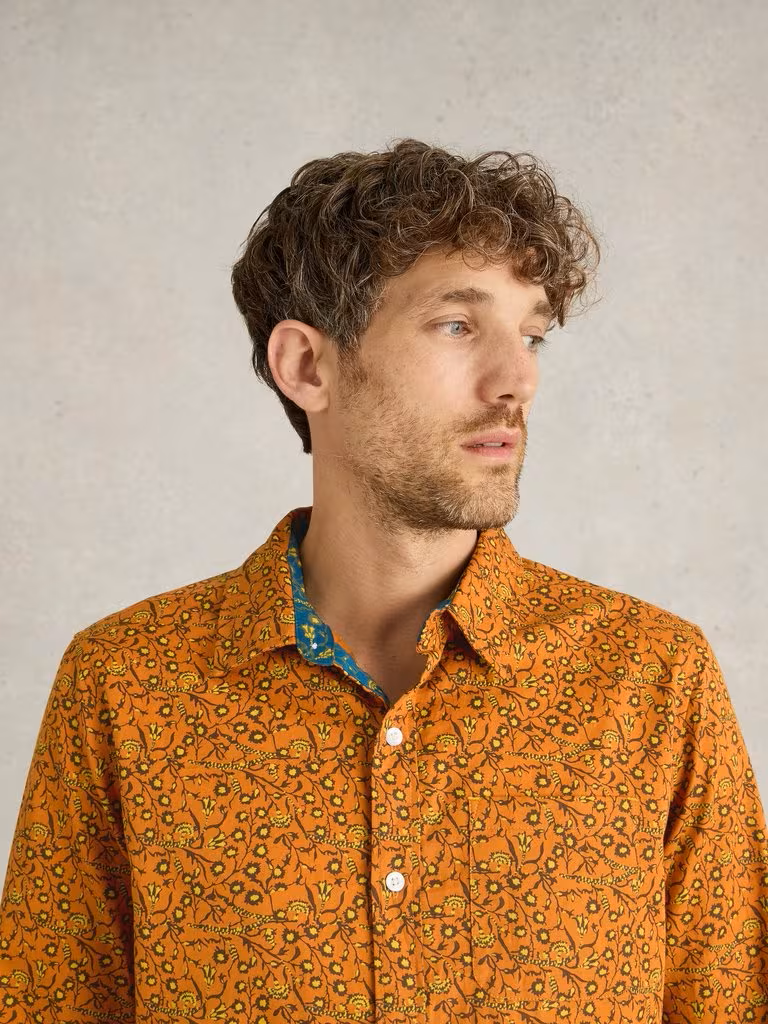 White Stuff Climbing Thorns Printed Shirt Orange