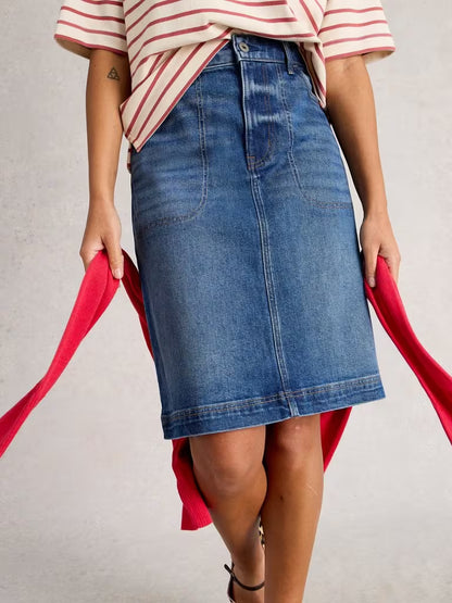 White Stuff Tia Denim Skirt Mid Demin