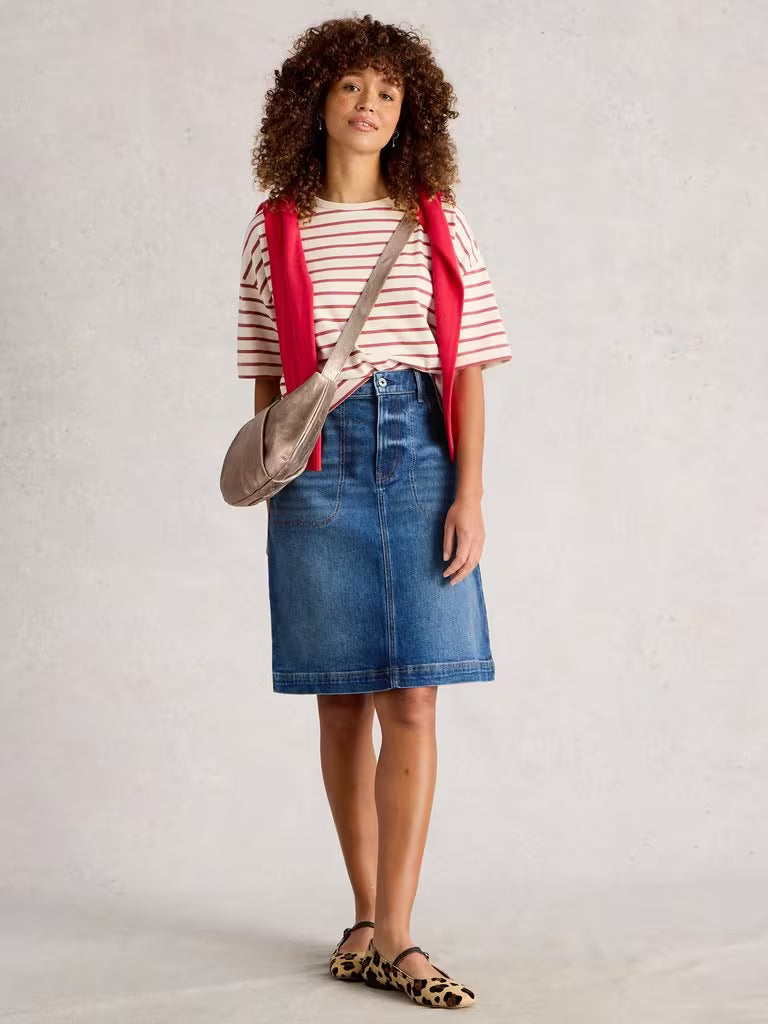 White Stuff Tia Denim Skirt Mid Demin