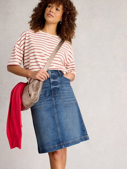 White Stuff Tia Denim Skirt Mid Demin