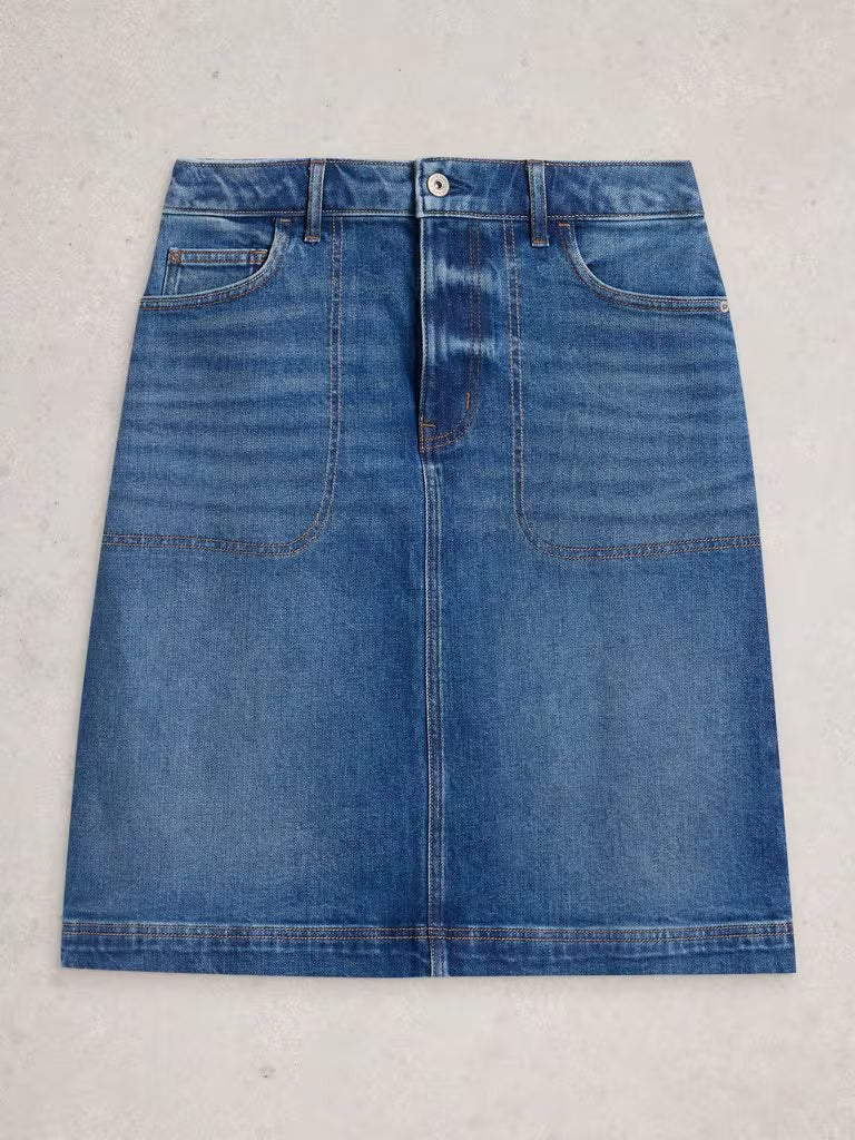 White Stuff Tia Denim Skirt Mid Demin