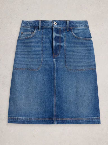 White Stuff Tia Denim Skirt Mid Demin