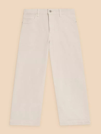 White Stuff Tia Wide Leg Crop Jean Natural White - Size: 18