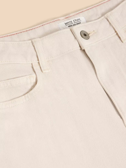 White Stuff Tia Wide Leg Crop Jean Natural White - Size: 18