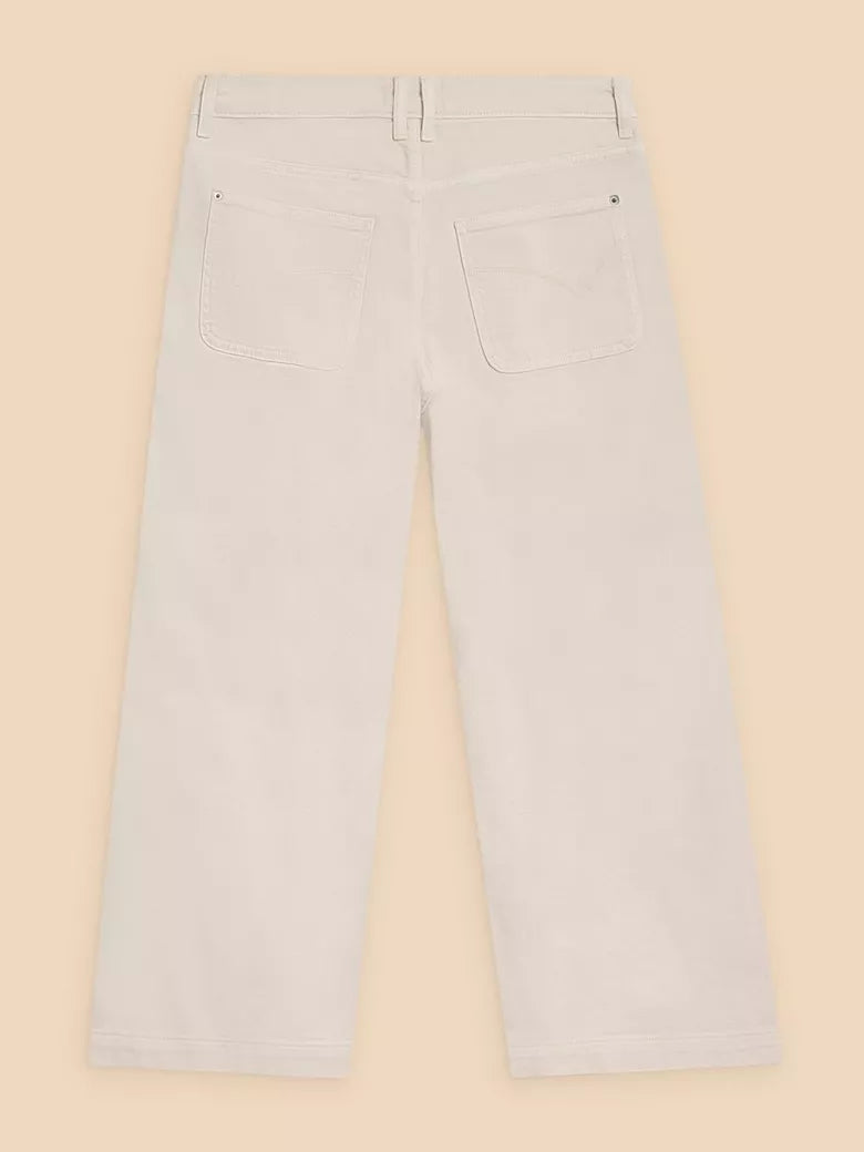 White Stuff Tia Wide Leg Crop Jean Natural White - Size: 18