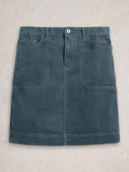 White Stuff Tia Cord Skirt Dusty Blue