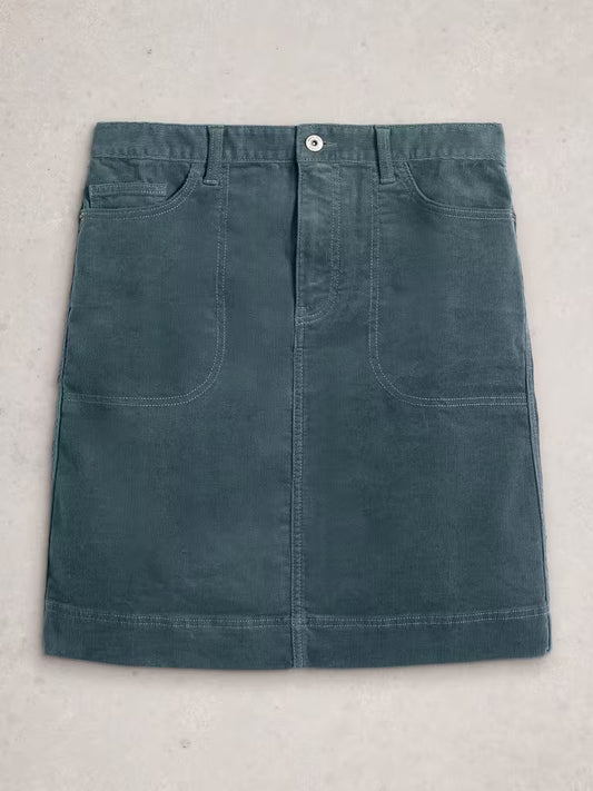 White Stuff Tia Cord Skirt Dusty Blue