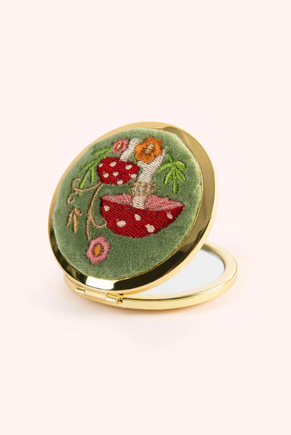 Powder Toadstools Embroidered Mirror