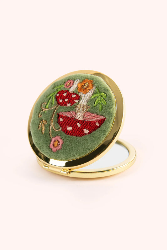 Powder Toadstools Embroidered Mirror