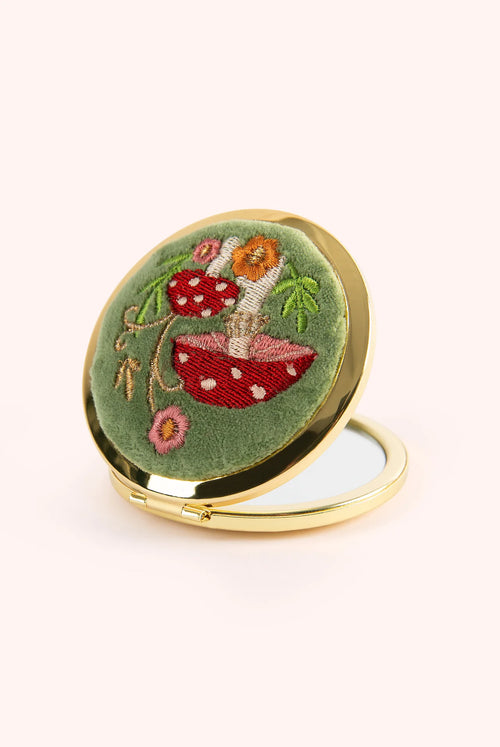 Powder Toadstools Embroidered Mirror