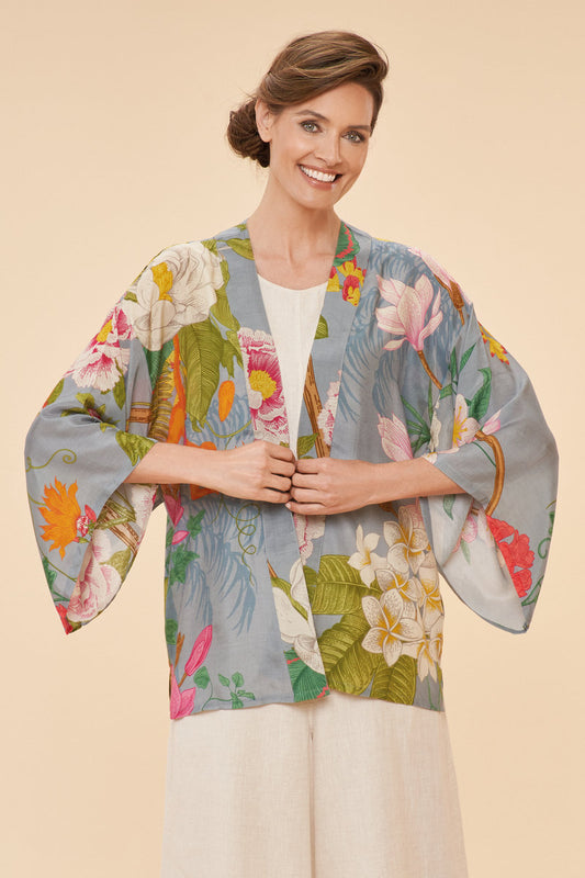 Powder Accessories Powder Clothing Powder Tropical Flora and Fauna Kimono Jacket in Lavender