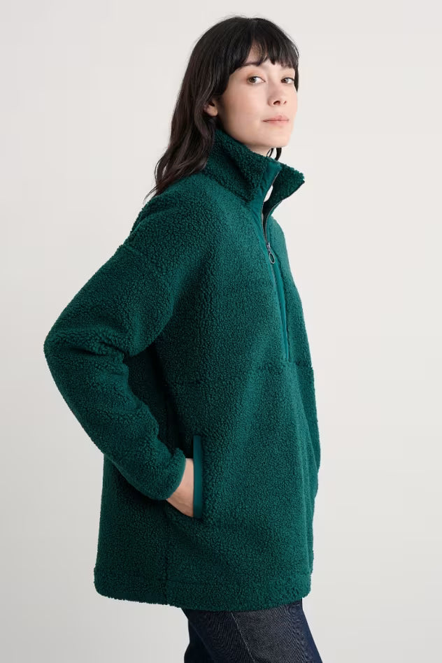Seasalt Barnaloft Quarter Zip Fleece Verte Seasalt Clothing Womens Jacket Womens fleece
