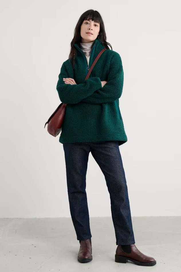 Seasalt Barnaloft Quarter Zip Fleece Verte