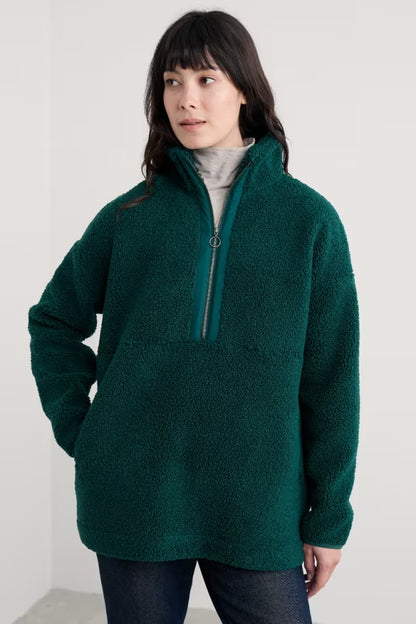 Seasalt Barnaloft Quarter Zip Fleece Verte
