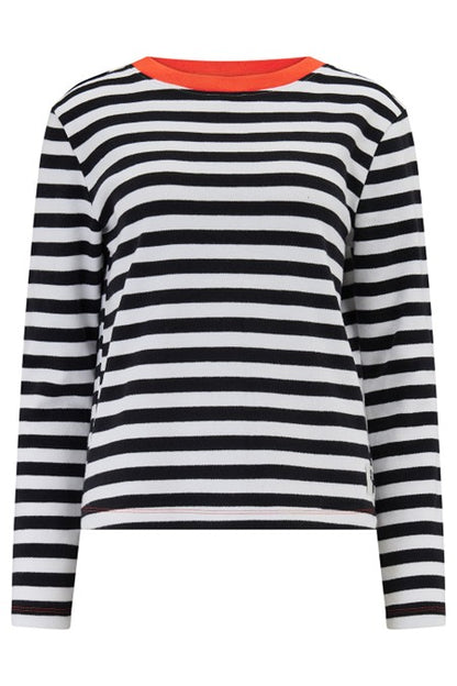 Sugarhill Brighton Vienna Jersey Top White/Black Striped Ringer