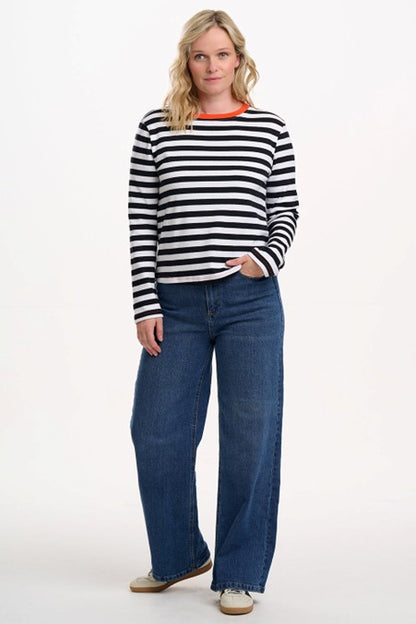 Sugarhill Brighton Vienna Jersey Top White/Black Striped Ringer