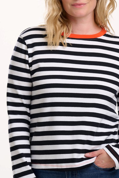 Sugarhill Brighton Vienna Jersey Top White/Black Striped Ringer