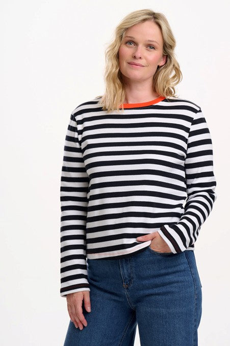 Sugarhill Brighton Vienna Jersey Top White/Black Striped Ringer