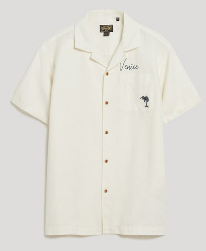 Superdry Resort Short Sleeve Shirt Eclipse Off White