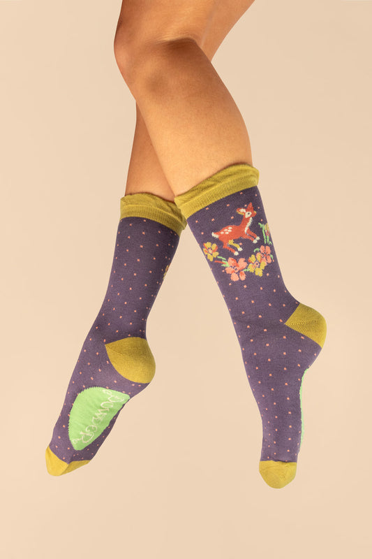 Powder Vintage Fawn Ankle Socks Lilac