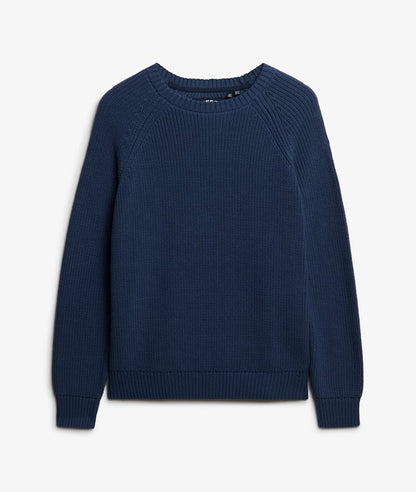 Superdry Relaxed Ribbed Knitted Jumper Vintage Blue