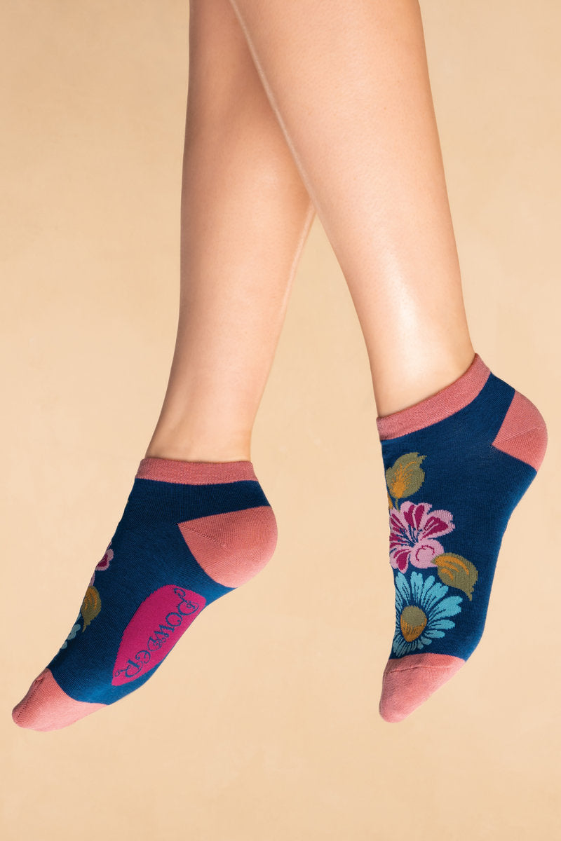 Powder Trainer Socks Powder Clothing Powder Vintage Floral Trainer Socks Navy