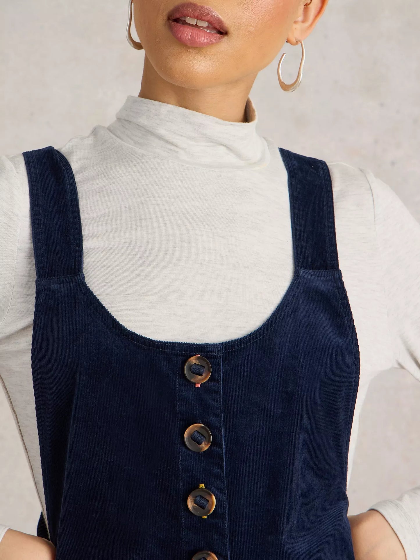 White Stuff Viola Cord Dungaree Dark Navy