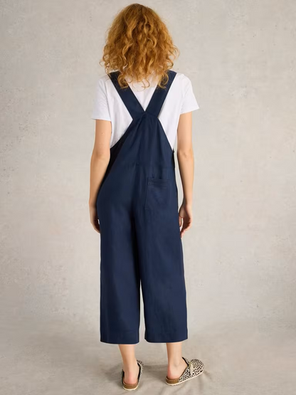 White Stuff Viola Sleeveless Linen Dungarees Dark Navy