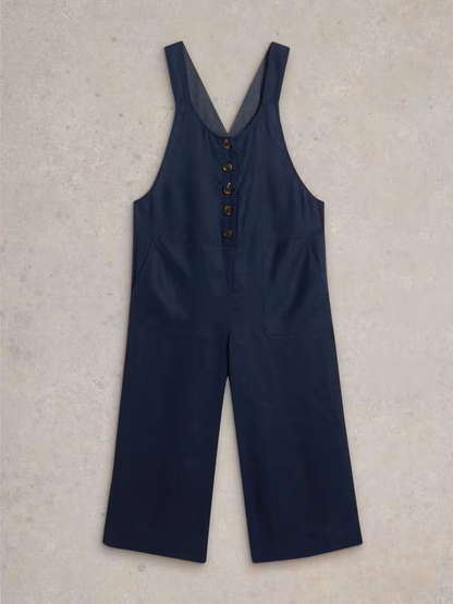 White Stuff Viola Sleeveless Linen Dungarees Dark Navy