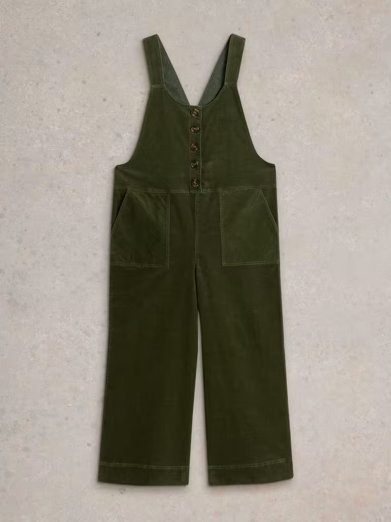 White Stuff Viola Cord Dungaree Dark Green