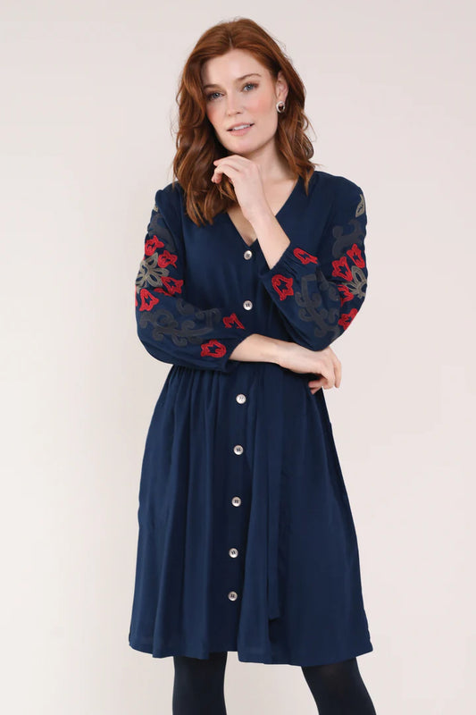 Nomads Embroided Viscose Dress Thunder