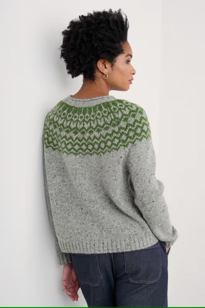 Seasalt Port Kinnis Fair Isle Jumper With Merino Wag Tail Tor Forest Green