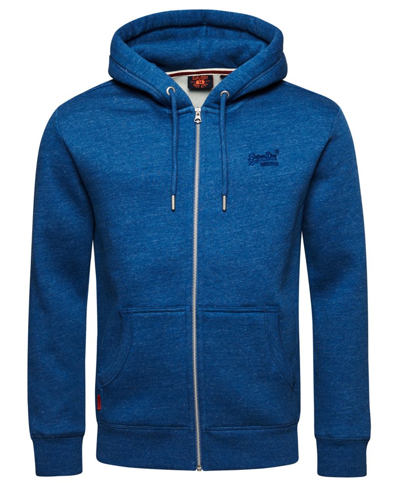 Superdry Essential Logo Zip Hoodie Midwest Blue Marl - Size: Small