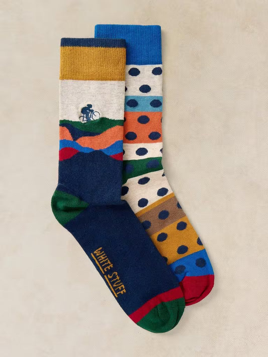 White Stuff 2 Pack Cycling Ankle Socks Navy