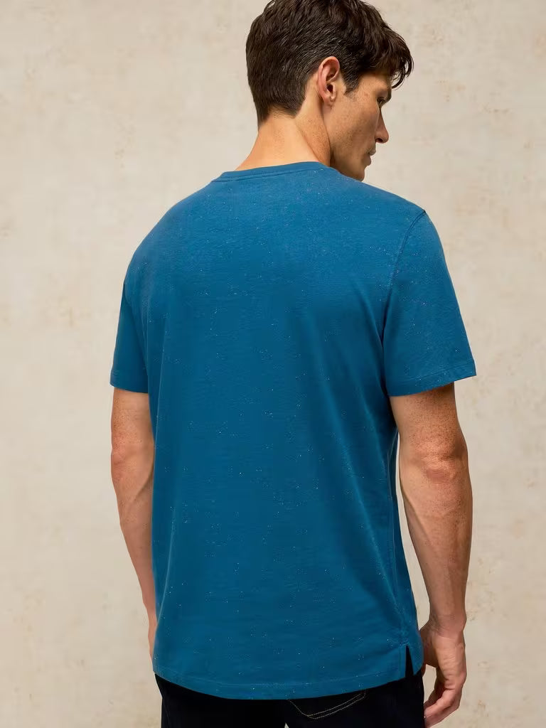 White Stuff Abersoch Graphic Tee Teal Print. Mens Crew Neck t-shirt with Short Sleeve that's Regular Fit and Machine Washable. Material: 95% Cotton & 5% Viscose Style Code: 446855