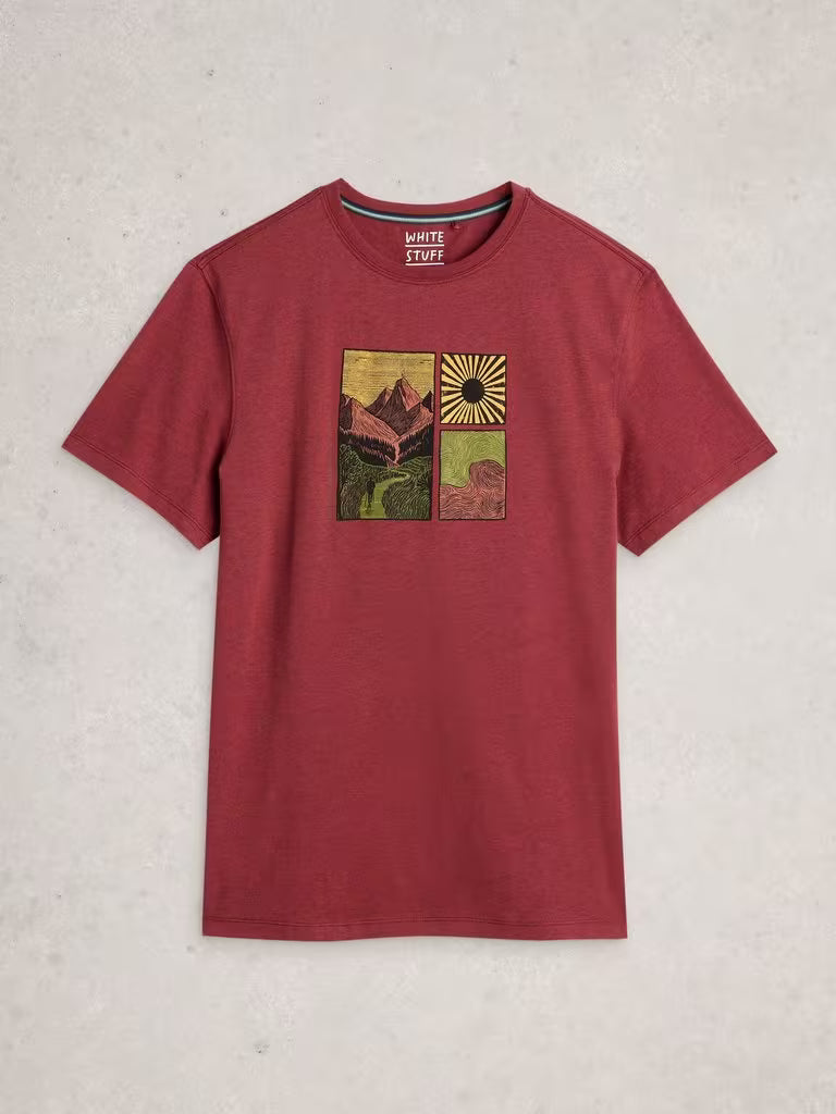 White Stuff Abersoch Hike Graphic Tee Red Print