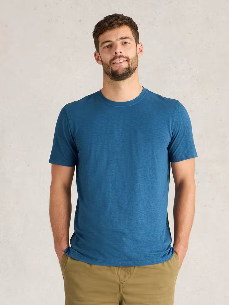 White Stuff Abersoch Short Sleeve Crew Neck Tee Indigo Blue mens t-shirt Crew Neck that's Short Sleeve and Regular Fit that's Machine Washable Colour: Indigo Blue Material: 100% Cotton