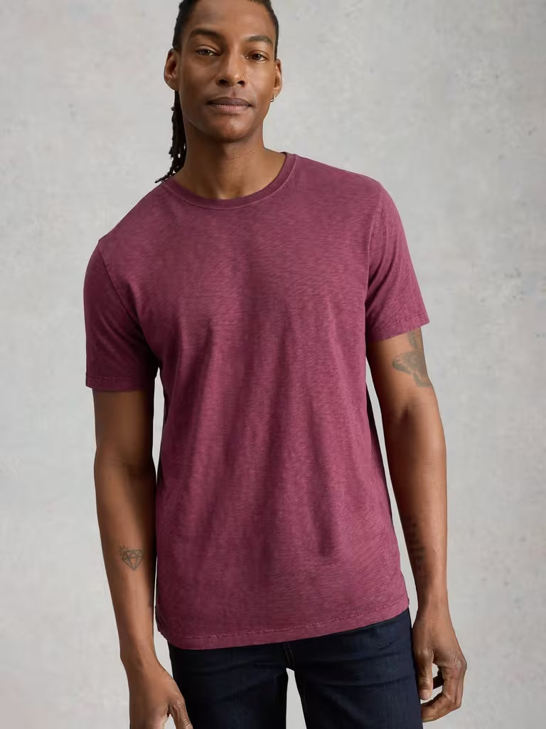 White Stuff Abersoch Short Sleeve Crew Neck Tee Mid Plum mens t-shirt Crew Neck that's Short Sleeve and Regular Fit that's Machine Washable Colour: Mid Plum Material: 100% Cotton