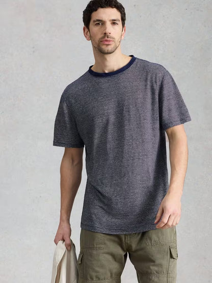 White Stuff Abersoch Stripe Linen Tee Navy