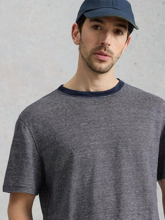 White Stuff Abersoch Stripe Linen Tee Navy
