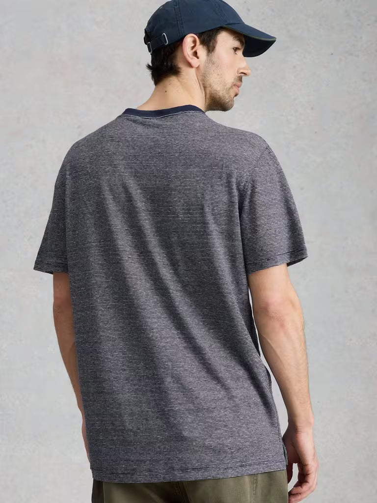 White Stuff Abersoch Stripe Linen Tee Navy